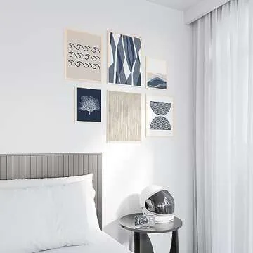 Coastal Navy Blue Wall Art Set - 6 Unframed Prints