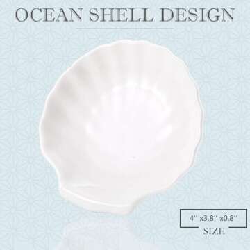CCINPPY Shell Ring Dish Tray, Ceramic Jewelry Tray Trinket Dish, Seashell Key Holder Bowl, Beach Roo...