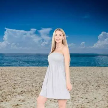 Loxdonz Women's Sun Strapless Tube Short Dress Summer Dresses Casual Mini Beach Cover Up (Small, Grey)