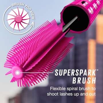 Maybelline Lash Sensational Firework Washable Mascara, Lengthening & Volumizing Mascara for up to 24HR wear, Blackest Black, 1 Count