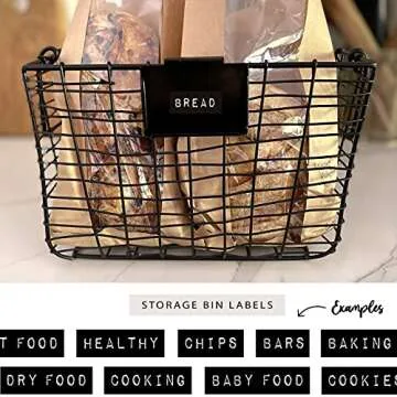 QUART + PINT 168 Kitchen Pantry Labels for Containers. Preprinted Label Maker Style. Black Matte Sticker White Text. Waterproof Stickers. Organization Labels for Jars Canisters & Storage Home Bins.