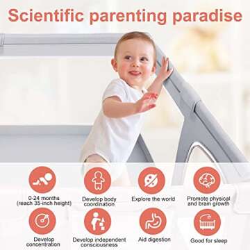 Baby Playpen for Babies and Toddlers, 71 x 59 inch Extra Large Playpen, Play Fence with 4 Pull Rings and Carry Bag