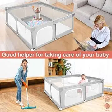Baby Playpen for Babies and Toddlers, 71 x 59 inch Extra Large Playpen, Play Fence with 4 Pull Rings and Carry Bag