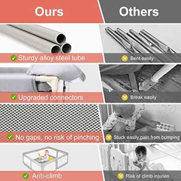 Baby Playpen for Babies and Toddlers, 71 x 59 inch Extra Large Playpen, Play Fence with 4 Pull Rings and Carry Bag