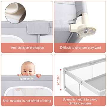 Baby Playpen for Babies and Toddlers, 71 x 59 inch Extra Large Playpen, Play Fence with 4 Pull Rings and Carry Bag