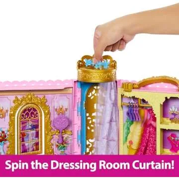 Mattel Disney Princess Toys, Ready for The Ball Closet Playset Opens to 2 Feet Wide & Includes 2 Fashions, 25 Accessories, Storage & More