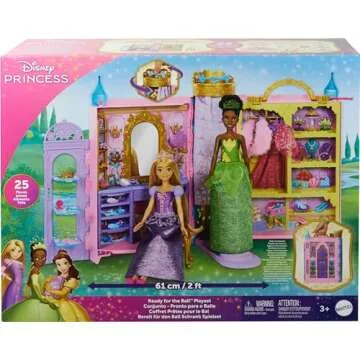 Mattel Disney Princess Toys, Ready for The Ball Closet Playset Opens to 2 Feet Wide & Includes 2 Fashions, 25 Accessories, Storage & More