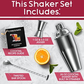 Cresimo 24oz Cocktail Shaker Set with Bar Accessories