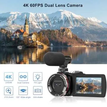 Weochi Video Camera Camcorder 4K 64MP 60FPS Dual Lens Camera with Wireless Mic for Vlogging YouTube,...