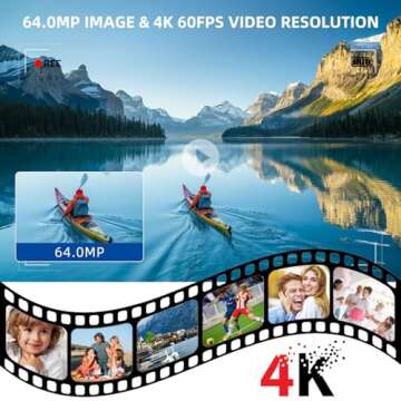Weochi Video Camera Camcorder 4K 64MP 60FPS Dual Lens Camera with Wireless Mic for Vlogging YouTube, Ultra HD 3 Inch Screen 21X Digital Zoom Video Recorder Camera with 64GB SD Card