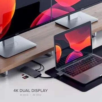 Satechi USB C Hub Dual Multimedia Adapter, USB C Docking Station with 2 4K HDMI, 60W USB C PD Charging, 2 USB-A Data, Ethernet, Micro/SD Card Readers, for MacBook Pro/Air M1 M2 M3 - Space Gray