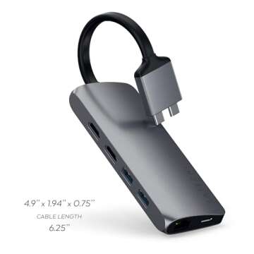 Satechi USB C Hub Dual Multimedia Adapter, USB C Docking Station with 2 4K HDMI, 60W USB C PD Charging, 2 USB-A Data, Ethernet, Micro/SD Card Readers, for MacBook Pro/Air M1 M2 M3 - Space Gray