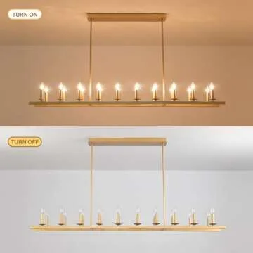 QJMPP 70-Inch Rustic Gold Linear Chandelier,Extra Long Chandelier,Gold Light Fixture for Dining Room Living Room Kitchen Island, Modern Rectangular Candle Chandelier (20-Light,Bulbs Not Included)