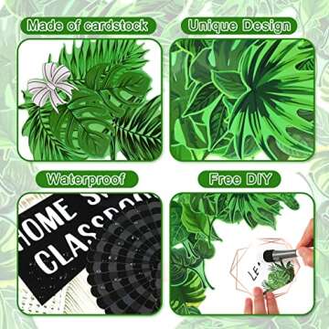 Simply 124 Pcs Boho Classroom Decor Plant Themed Classroom Decor Welcome Bulletin Board Set Home Sweet Classroom Macrame Header Bulletin Board Hexagons Cutouts Leaf Border Trims for Classroom Calendar