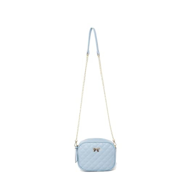 Womens Light Blue Shoulder Crossbody Purse - Girls Cute Small Pocketbook Handbag Quilted Leather Tote Bags Ladies Satchels