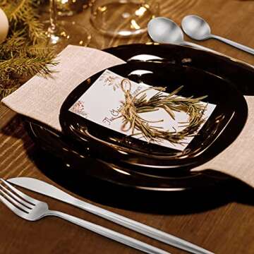 Silverware Set For 8, IBIILII JEFF 40-Piece Flatware Set，Stainless Steel Kitchen Utensil Set, Tableware Cutlery Set, Service for 8, Satin Finished Polished & Dishwasher Safe