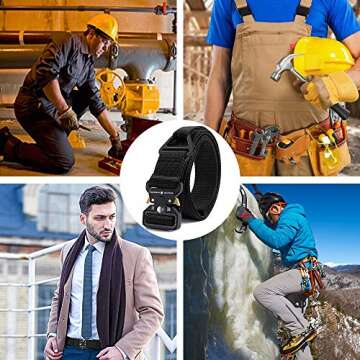 FAIRWIN Tactical Belts for Men Rigger Utility Work Belt Nylon Webbing Belt with V-Ring Heavy-Duty Quick-Release Buckle