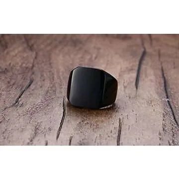 Stylish Black Signet Rings for Men Ideal Gift Size 7