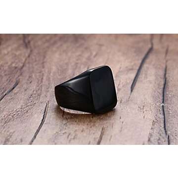 Stylish Black Signet Rings for Men Ideal Gift Size 7