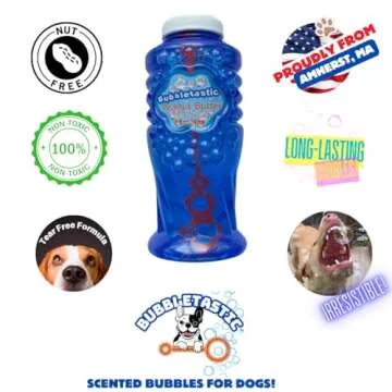 Bubbletastic Peanut Butter Scented Dog Bubbles 8 Ounce Bottle, Non Toxic, Tear Free