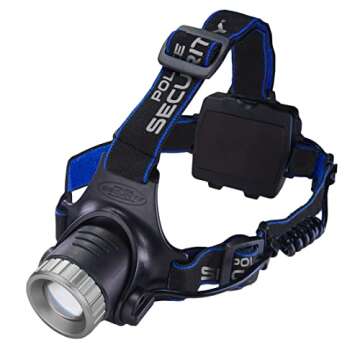 Police Security Elite Blackout Headlamp - 615 Lumen - 7 Hour Battery Life - Camping, Walking, Fishing - Weather Resistant - Strong & Durable - High/Low/Flash