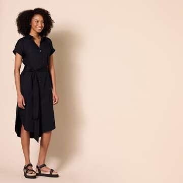 Amazon Essentials Women's Relaxed Fit Short Sleeve Belted Shirt Dress - Comfort and Style