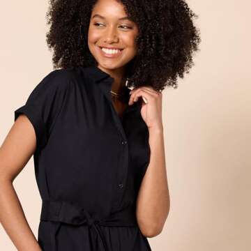 Amazon Essentials Women's Relaxed Fit Shirt Dress - Black