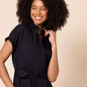 Amazon Essentials Women's Relaxed Fit Shirt Dress - Black