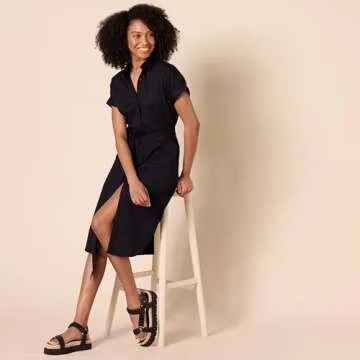 Amazon Essentials Women's Relaxed Fit Shirt Dress - Black