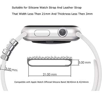 Tomcrazy 5 Piecesset Decorative Metal Ring Loops for Apple Watch Series 7 6 54321 Band Silicone Strap , Sparkling Diamond Watchband Accessories for iwatch 45mm 41mm 44mm 40mm 42mm 38mm