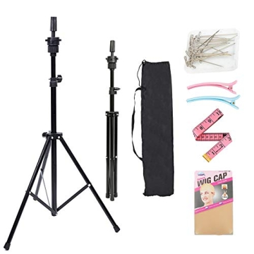 Lihui Wig Stand Tripod Adjustable Wig Head Stand Metal Mannequin Head Stand Tripod Wig Mannequin Hea...