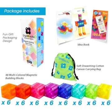 BrainSpark 48PCS Magnetic Building Blocks for Kids