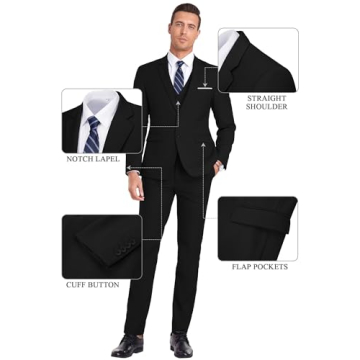 Mrbuerly Men Suit Set Slim Fit 3 Pieces for Special Events