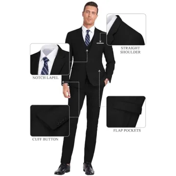 Mrbuerly Men Suit Set Slim Fit 3 Pieces for Special Events