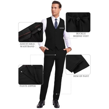 Mrbuerly Men Suit Set Slim Fit 3 Pieces for Special Events