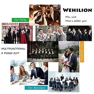 Mrbuerly Men Suit Set Slim Fit 3 Pieces for Special Events