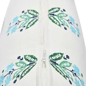 Creative Co-Op 20" Square Floral Print Cotton Pillow, Blue/Green