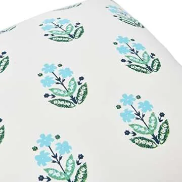 Creative Co-Op 20" Square Floral Print Cotton Pillow, Blue/Green