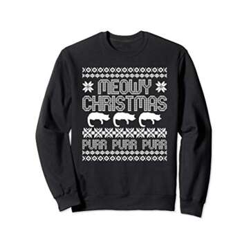 Meowy Xmas Ugly Sweater Funny Cat Lovers Ugly Sweatshirt