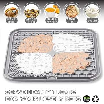 Lick Mat for Dog & Cat, Slow Feeder Cat Bowl with Suction Cups, Anxiety Relief & Boredom Reducer, Enrichment Toys for Peanut Butter Treats Yogurt Bathing Grooming (Mint Green)