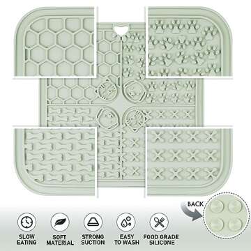 Lick Mat for Dog & Cat, Slow Feeder Cat Bowl with Suction Cups, Anxiety Relief & Boredom Reducer, Enrichment Toys for Peanut Butter Treats Yogurt Bathing Grooming (Mint Green)