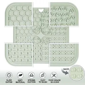 Lick Mat for Dog & Cat, Slow Feeder Cat Bowl with Suction Cups, Anxiety Relief & Boredom Reducer, Enrichment Toys for Peanut Butter Treats Yogurt Bathing Grooming (Mint Green)