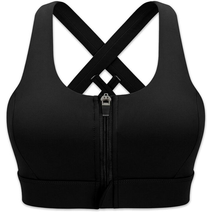 Cordaw Sports Bra with Zipper Front for High Impact