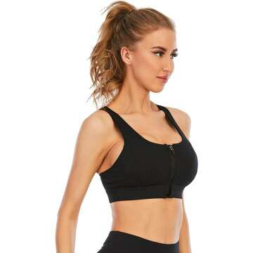 Cordaw Sports Bra with Zipper Front for High Impact
