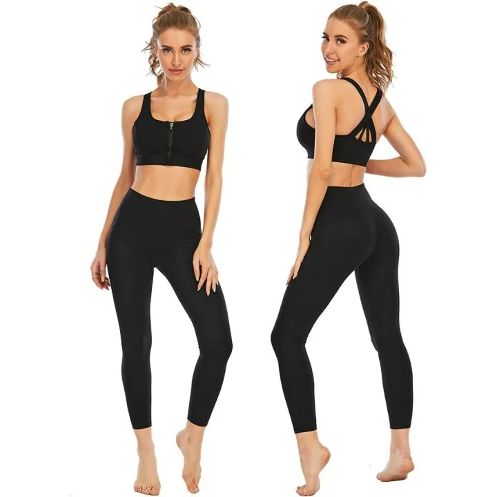 Cordaw Sports Bra with Zipper Front for High Impact