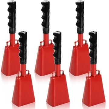 Peohud 6 Pack Cowbell with Handle - Loud 10 Inch Cheering Bell for Sports & Parties