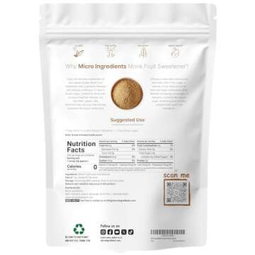 Micro Ingredients Golden Monk Fruit Sweetener Allulose, 2 lbs | No Erythritol, No Aftertaste, 1:1 Br...
