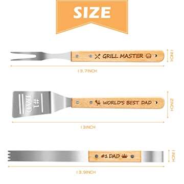 Haooryx 3PCS Father Grilling Tool BBQ Accessories Set World's Best Dad Stainless Steel Grilling Tong...
