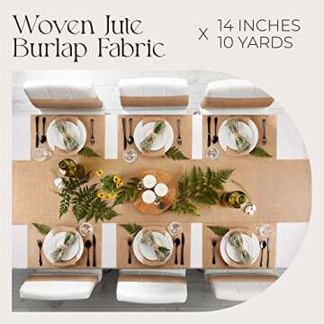 Designer Burlap Table Runner - for Farmhouse-Style Dining Room - Burlap Roll Woven Jute Fabric Place...