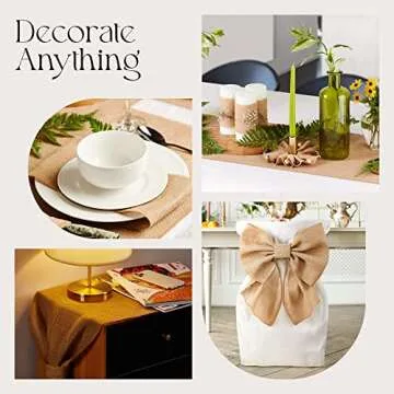 Designer Burlap Table Runner - for Farmhouse-Style Dining Room - Burlap Roll Woven Jute Fabric Placemats or Centerpieces -Rustic Home Decor for Coffee, Tea, & Outdoor Tables - Long Roll (14in*10yards)